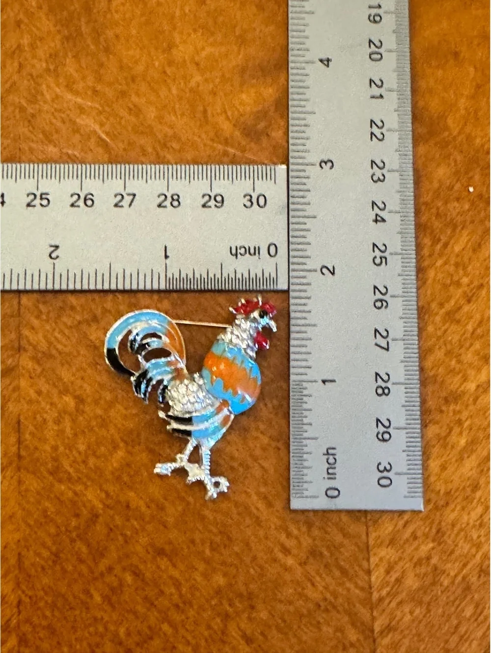 Rooster Brooch Pin with Rhinestones 509